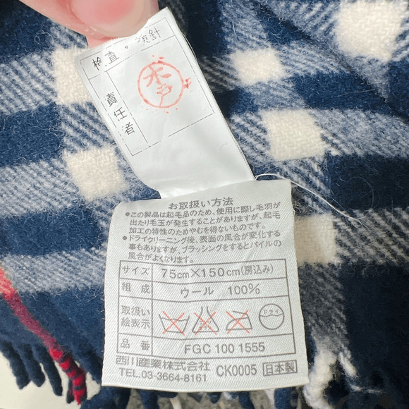 Burberry Nova Check Cashmere Scarf Navy Stole Muffler - Picture 8 of 8